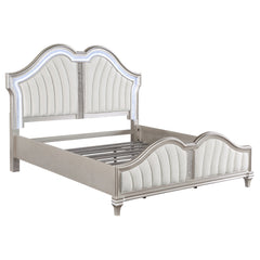 Best Furniture Outlet - Coaster - Evangeline Wood Eastern King LED Panel Bed Silver Oak - 223391KE