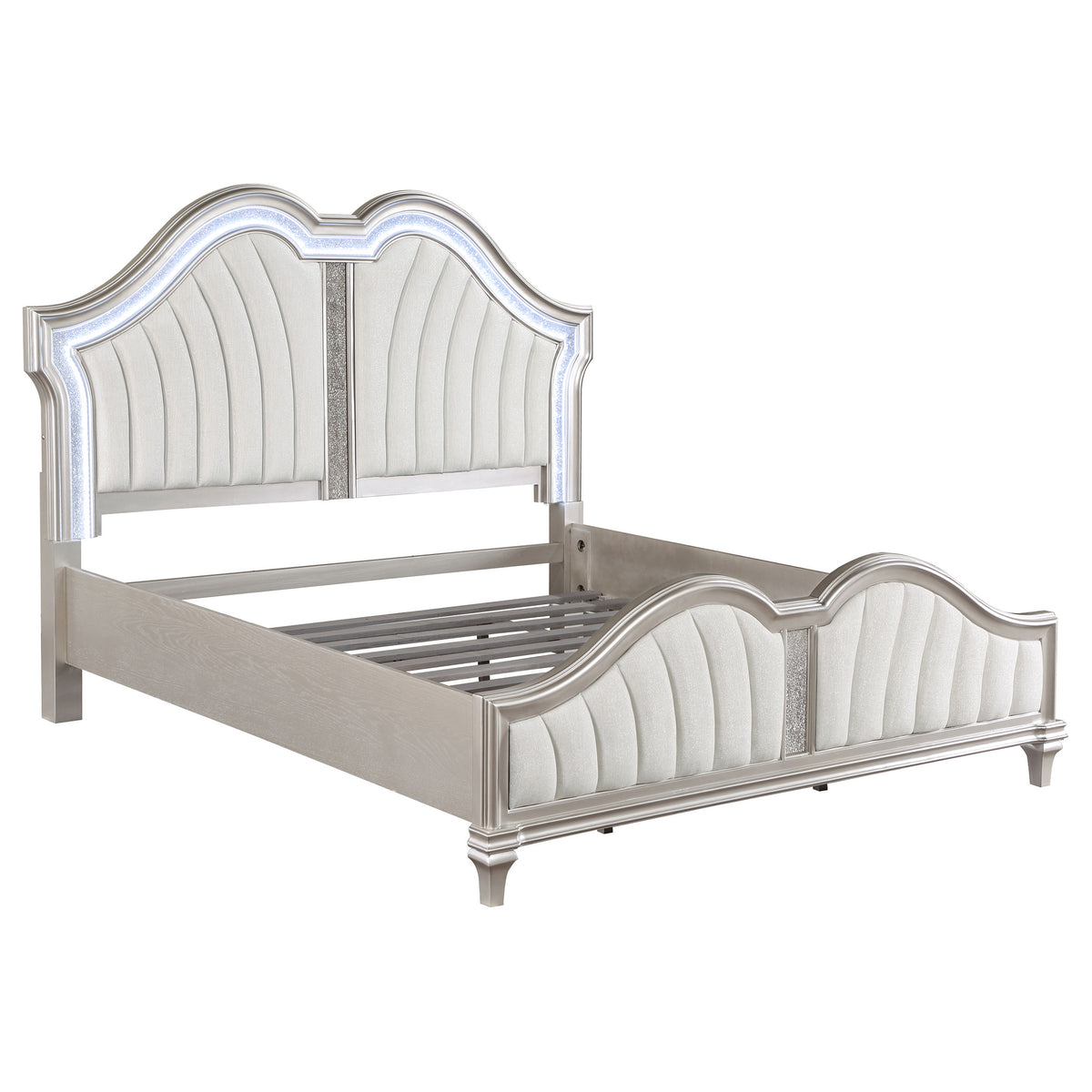 Best Furniture Outlet - Coaster - Evangeline Wood California King LED Panel Bed Silver Oak - 223391KW