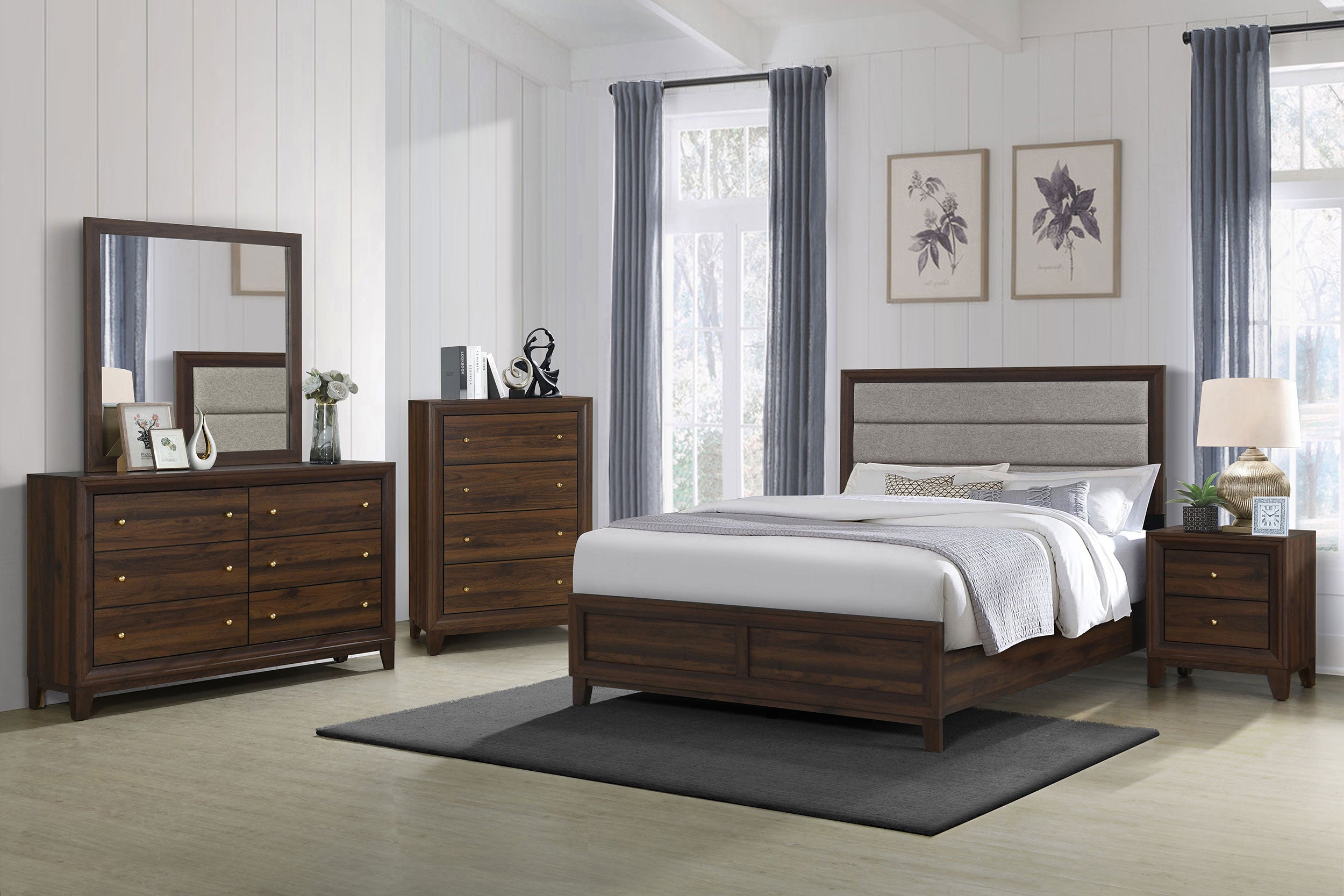 Best Furniture Outlet - Coaster - Welsley 5-piece Eastern King Bedroom Set Walnut - 223441KE-S5