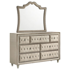 Best Furniture Outlet - Coaster - Antonella 7-drawer Upholstered Dresser with Mirror Ivory - 223523M