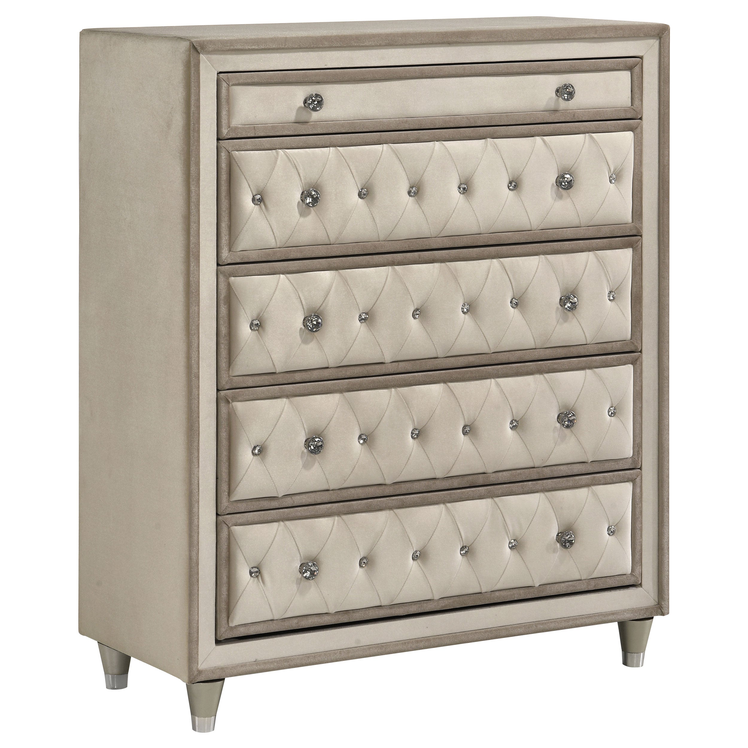Best Furniture Outlet - Coaster - Antonella 5-drawer Bedroom Chest Ivory and Camel - 223525