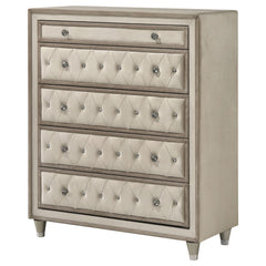 Antonella 5-drawer Bedroom Chest Ivory and Camel
