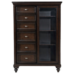 Andover 6-drawer Tempered Glass Door Chest Dark Oak