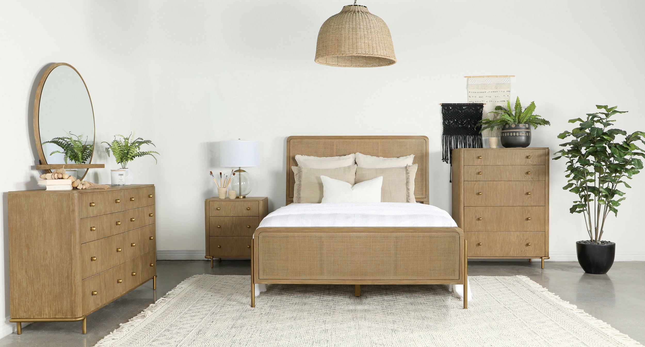 Best Furniture Outlet - Coaster - Arini 5-piece California King Bedroom Set Sand Wash - 224300KW-S5