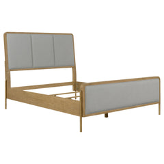 Best Furniture Outlet - Coaster - Arini Upholstered Eastern King Panel Bed Sand Wash and Grey - 224301KE