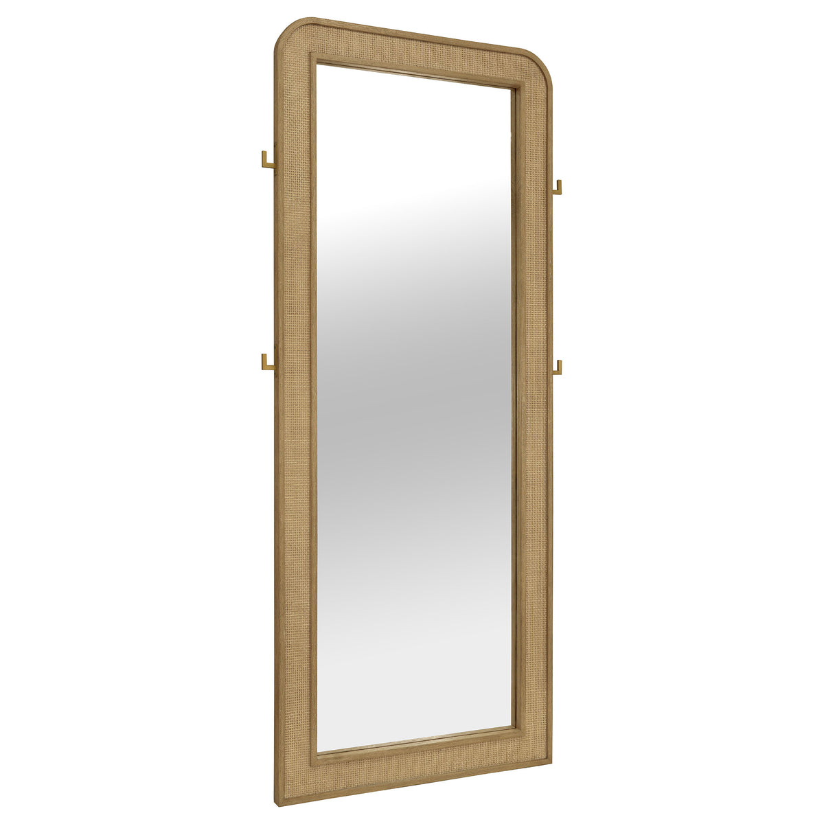 Best Furniture Outlet - Coaster - Arini Cane Weave Full Length Standing Floor Mirror Sand Wash - 224309