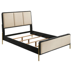 Best Furniture Outlet - Coaster - Arini 56-inch Eastern King Panel Bed Cream and Black - 224331KECRM