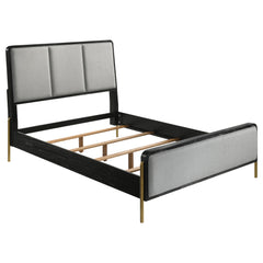 Best Furniture Outlet - Coaster - Arini Upholstered Eastern King Panel Bed Black and Grey - 224331KE