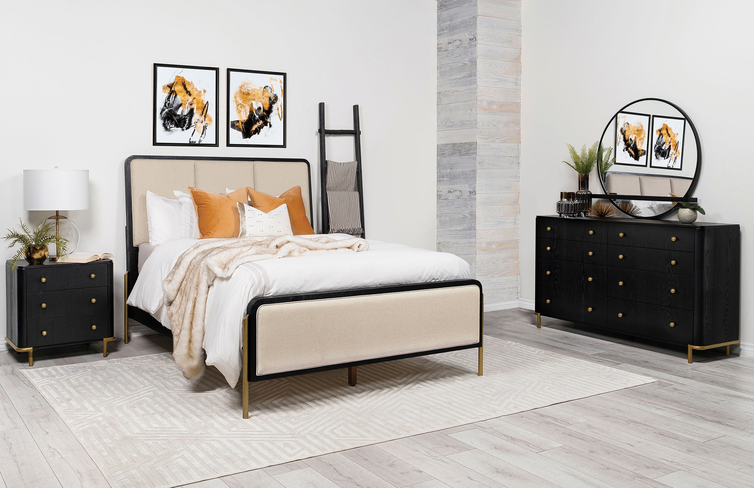 Best Furniture Outlet - Coaster - Arini 4-piece California King Bedroom Set Cream and Black - 224331KWCRM-S4