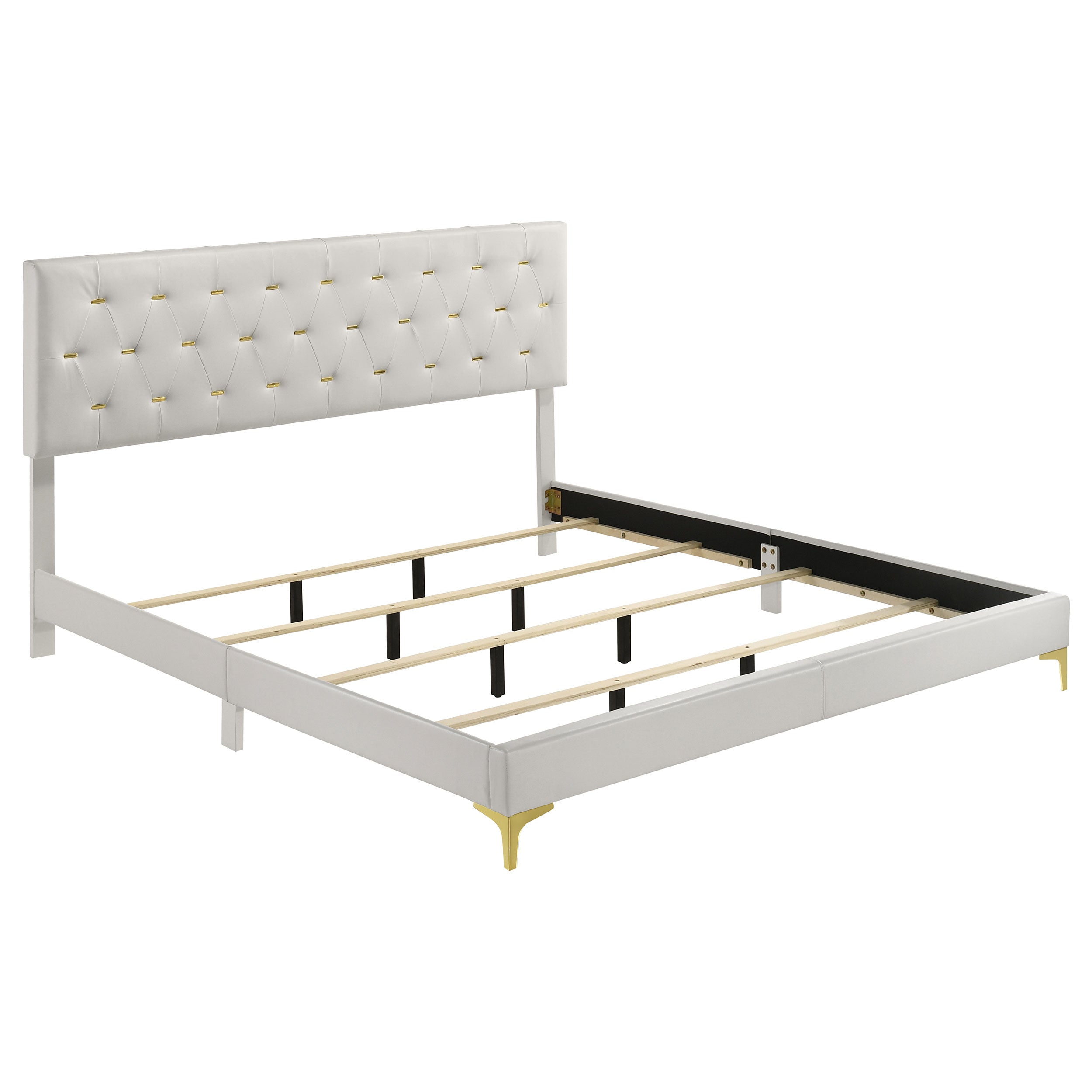 Best Furniture Outlet - Coaster - Kendall Upholstered Eastern King Panel Bed White - 224401KE