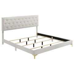 Best Furniture Outlet - Coaster - Kendall Upholstered Eastern King Panel Bed White - 224401KE