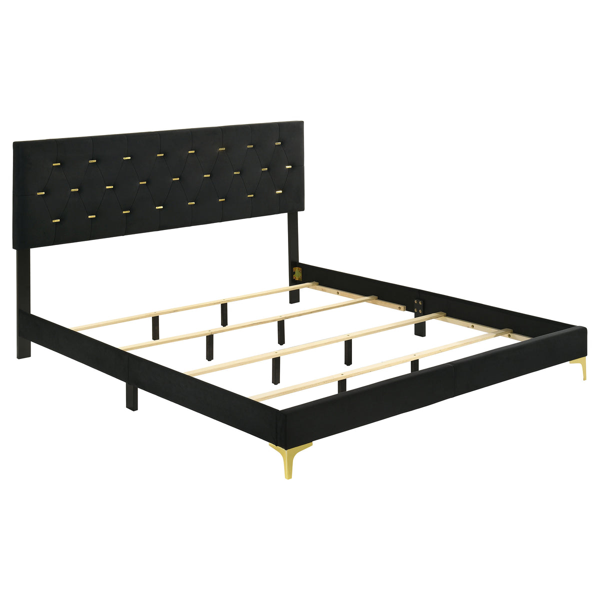 Best Furniture Outlet - Coaster - Kendall Upholstered Eastern King Panel Bed Black - 224451KE