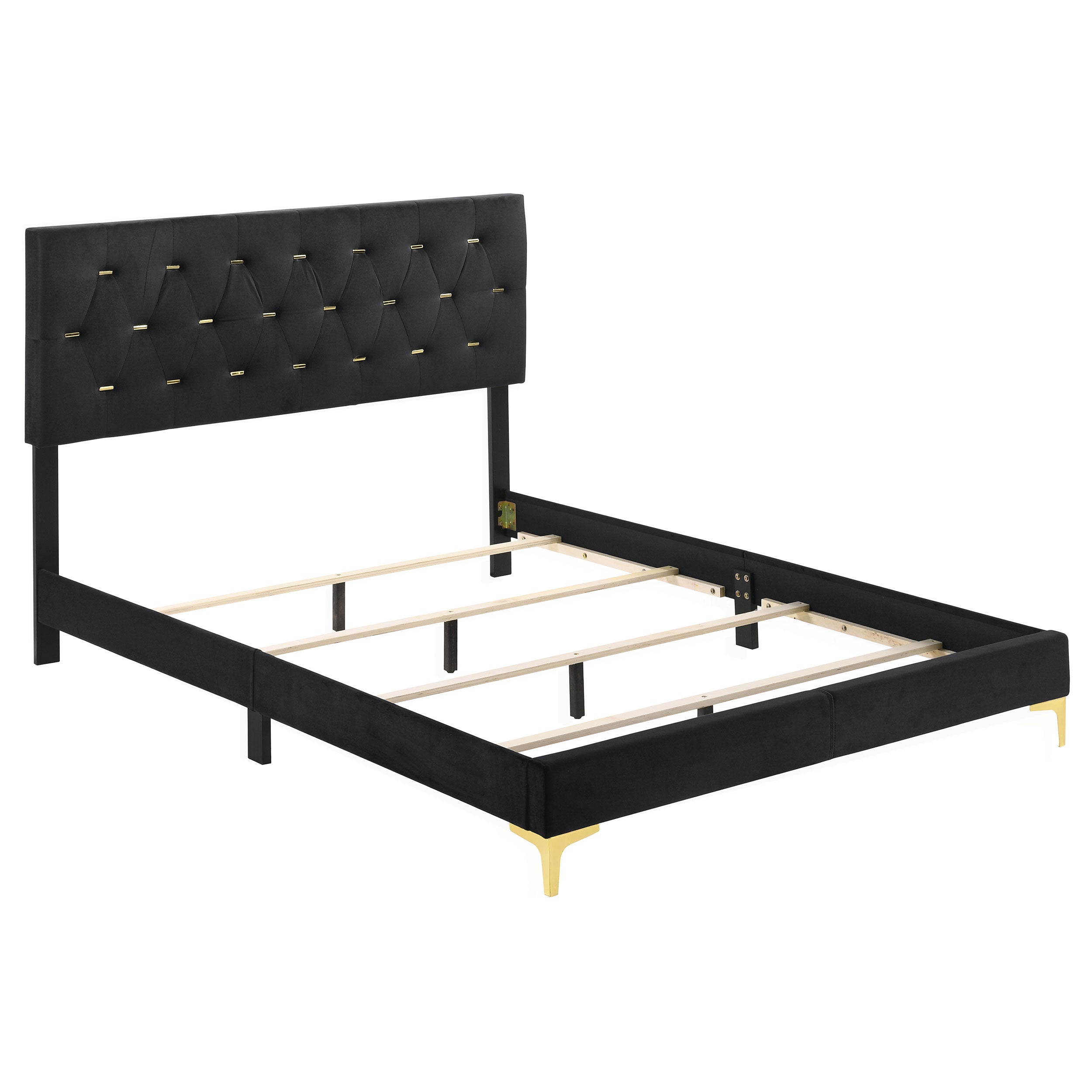 Best Furniture Outlet - Coaster - Kendall Upholstered Eastern King Panel Bed Black - 224451KE