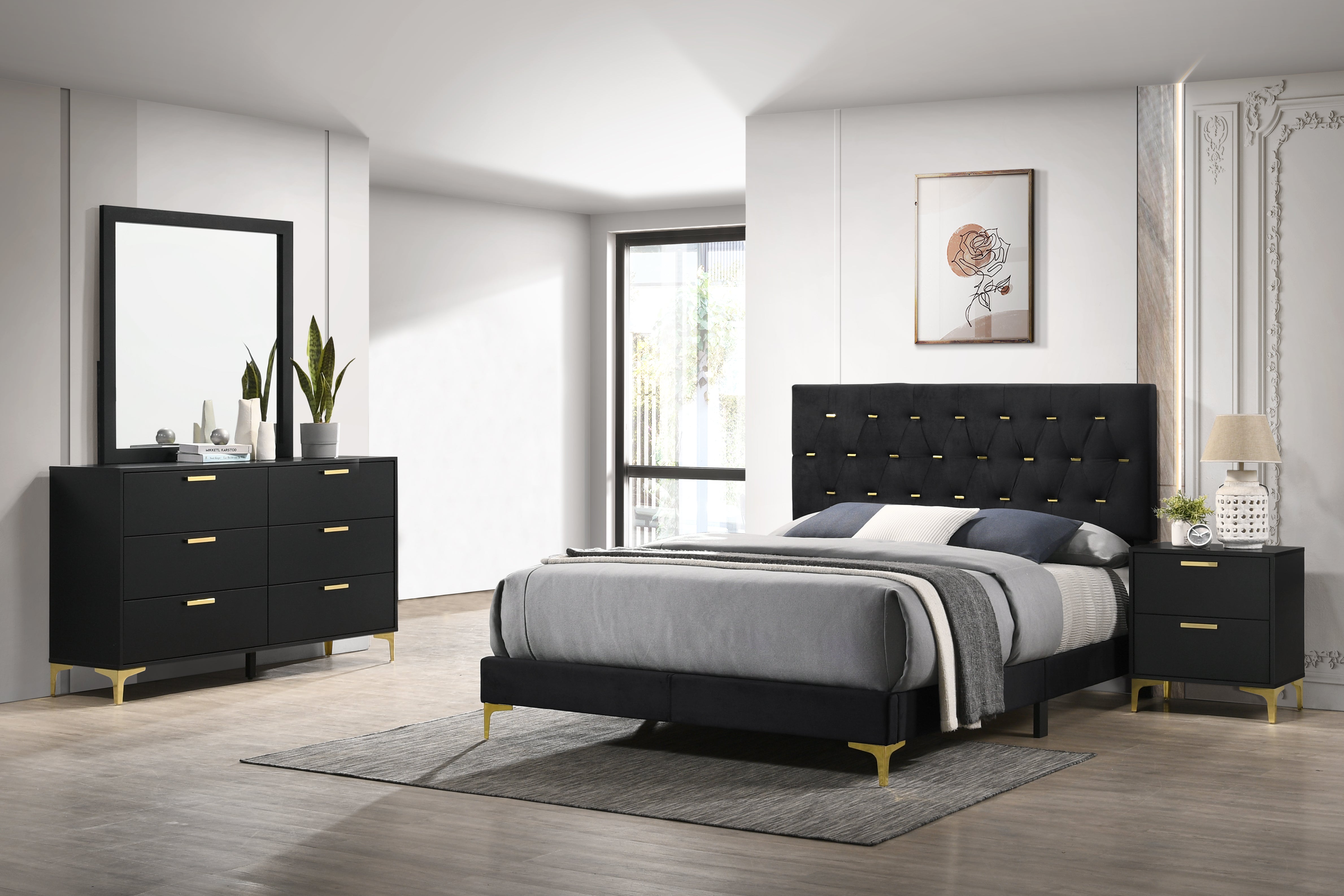 Best Furniture Outlet - Coaster - Kendall 4-piece California King Bedroom Set Black - 224451KW-S4
