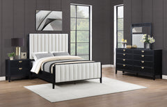 Best Furniture Outlet - Coaster - Brookmead 4-piece Upholstered Eastern King Bedroom Set Black - 224710KE-S4