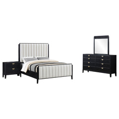 Brookmead 4-piece Upholstered Cal King Bedroom Set Black