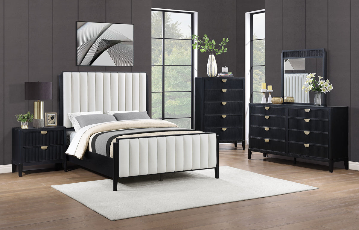 Best Furniture Outlet - Coaster - Brookmead 5-piece Upholstered Cal King Bedroom Set Black - 224710KW-S5