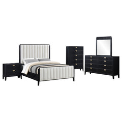 Brookmead 5-piece Upholstered Cal King Bedroom Set Black