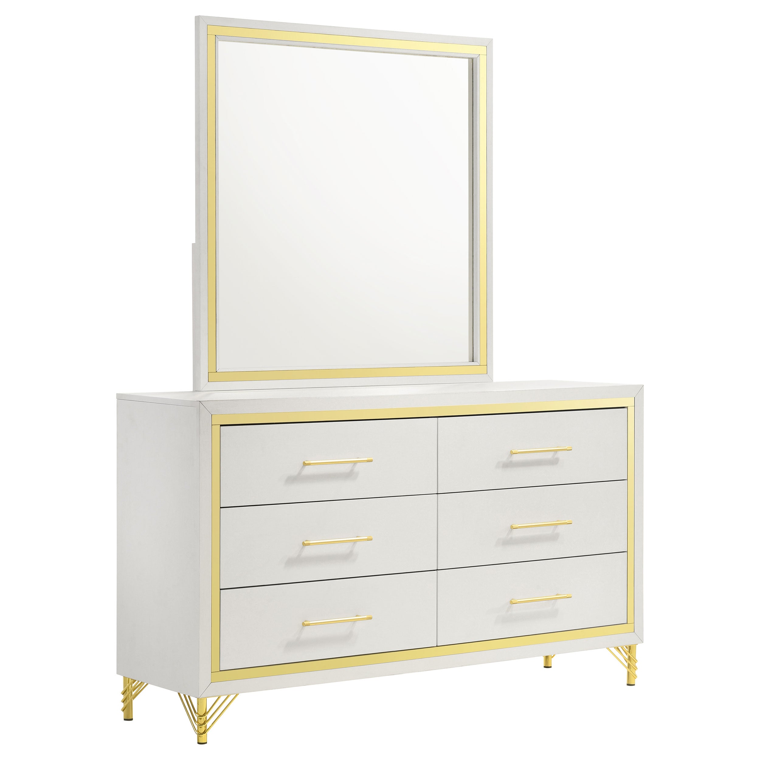 Best Furniture Outlet - Coaster - Lucia 6-drawer Dresser with Mirror White  - 224733M