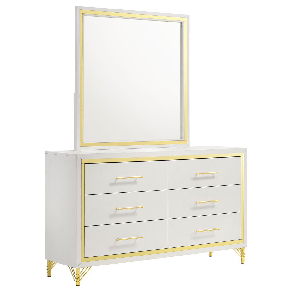 Best Furniture Outlet - Coaster - Lucia 6-drawer Dresser with Mirror White  - 224733M