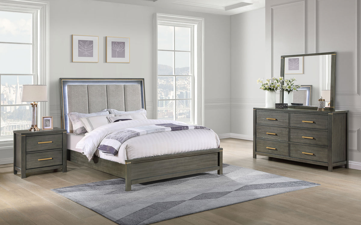 Best Furniture Outlet - Coaster - Kieran 4-piece California King Bedroom Set Grey - 224741KW-S4