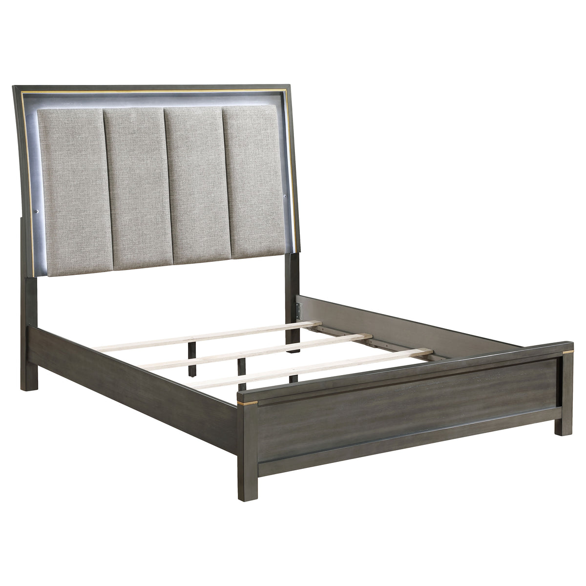 Best Furniture Outlet - Coaster - Kieran Wood California King LED Panel Bed Grey - 224741KW
