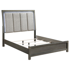 Best Furniture Outlet - Coaster - Kieran Wood Queen LED Panel Bed Grey - 224741Q