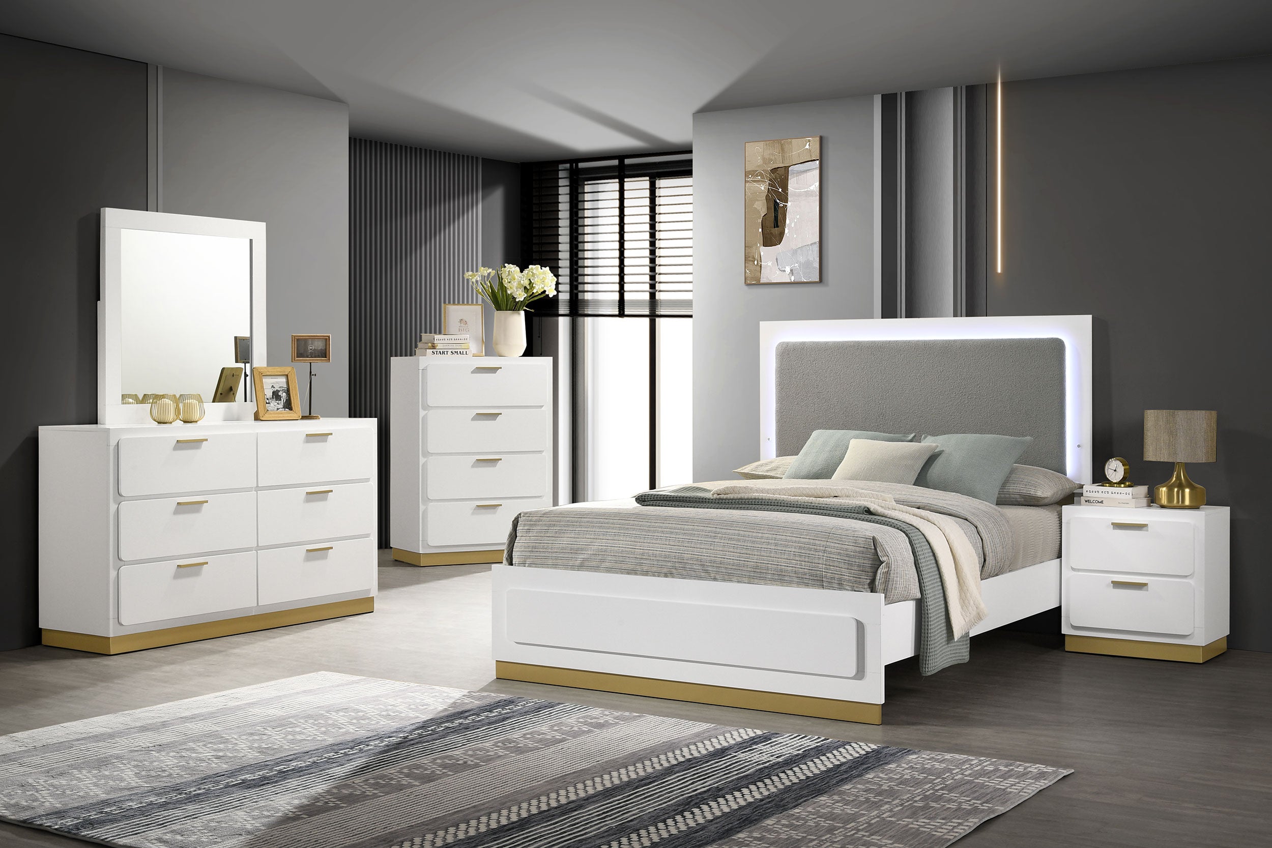Best Furniture Outlet - Coaster - Caraway 5-piece California King Bedroom Set White - 224771KW-S5