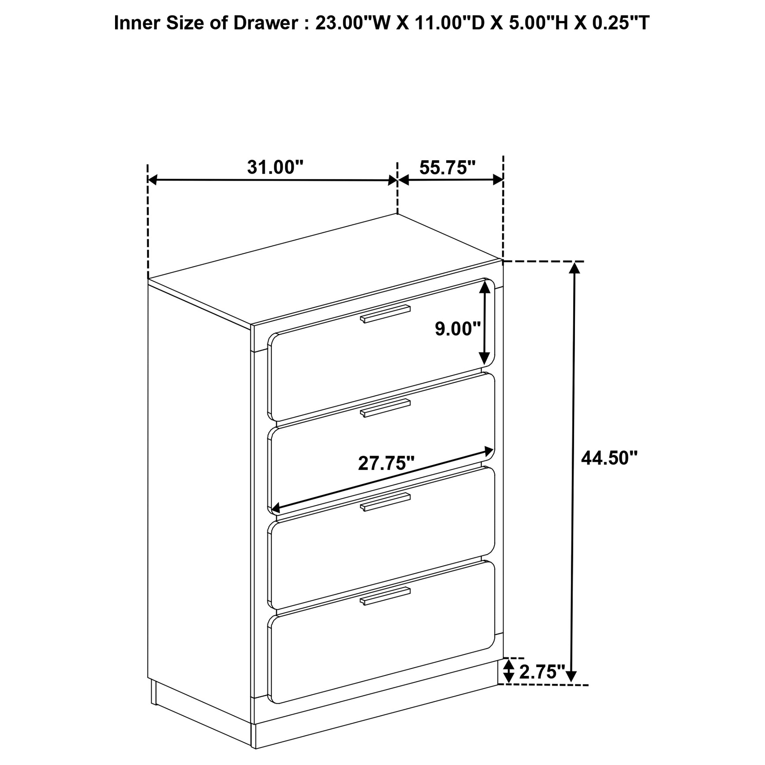 Caraway 4-drawer Bedroom Chest White