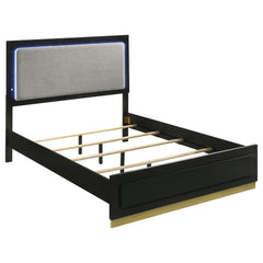 Best Furniture Outlet - Coaster - Caraway Wood Queen LED Panel Bed Black - 224781Q
