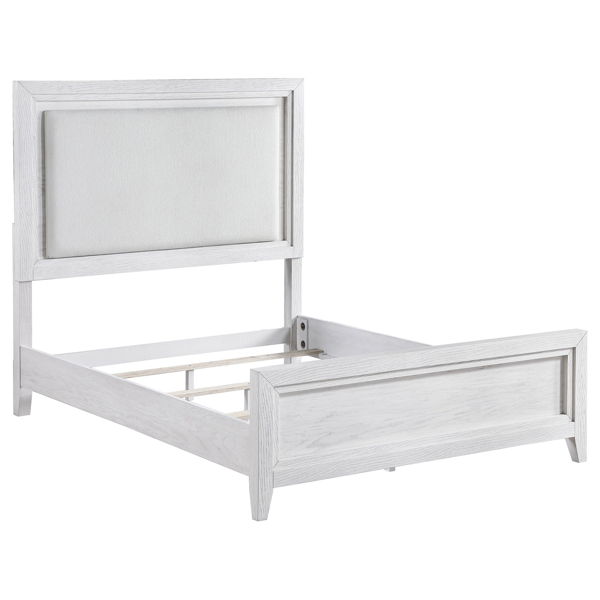 Best Furniture Outlet - Coaster - Marielle Queen Upholstered Panel Bed Distressed White - 224841Q