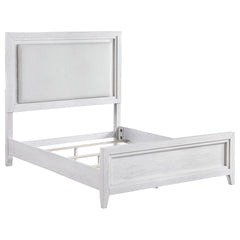 Best Furniture Outlet - Coaster - Marielle Queen Upholstered Panel Bed Distressed White - 224841Q
