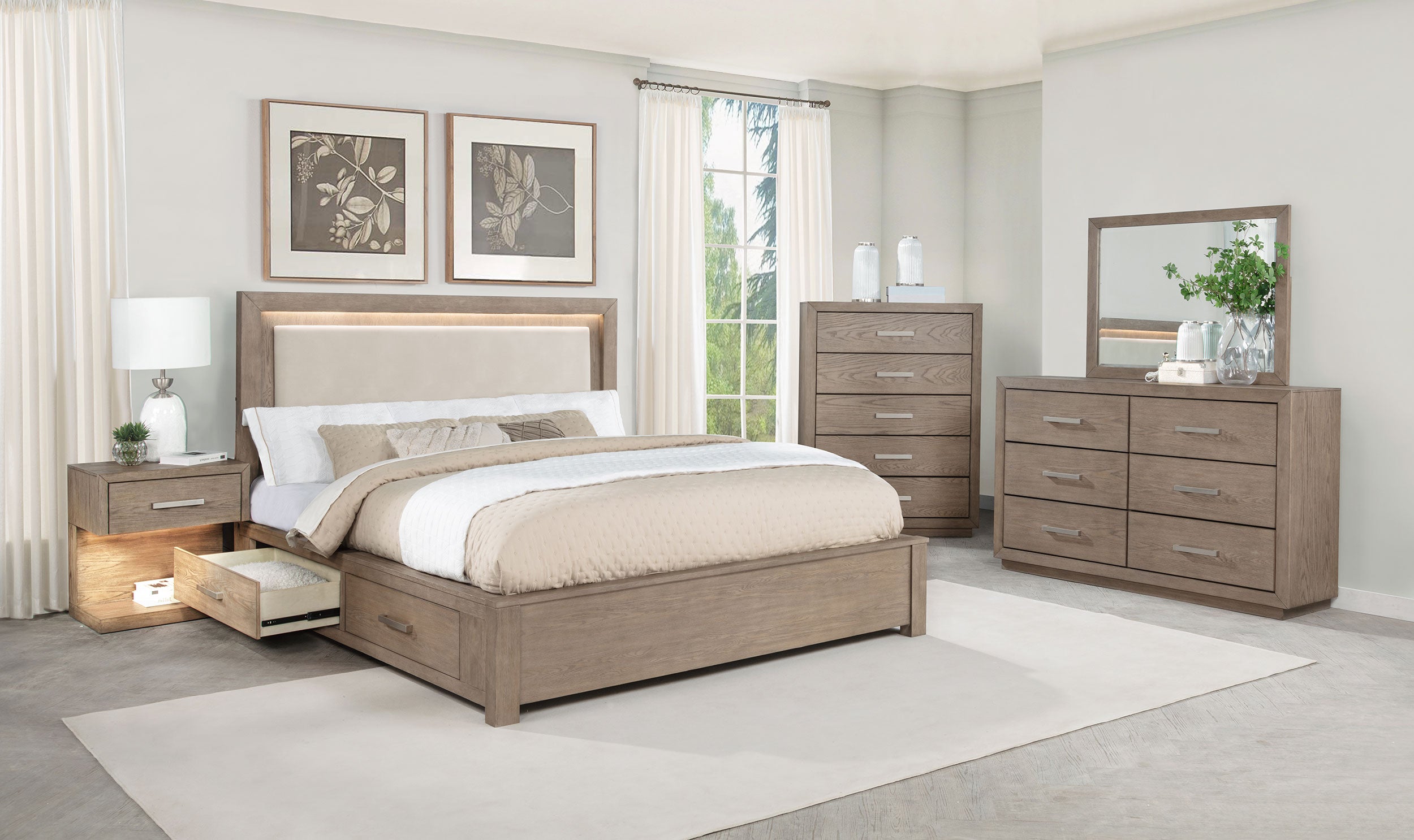 Best Furniture Outlet - Coaster - Kenora 5-piece California King Bedroom Set Barley Brown - 224850KW-S5