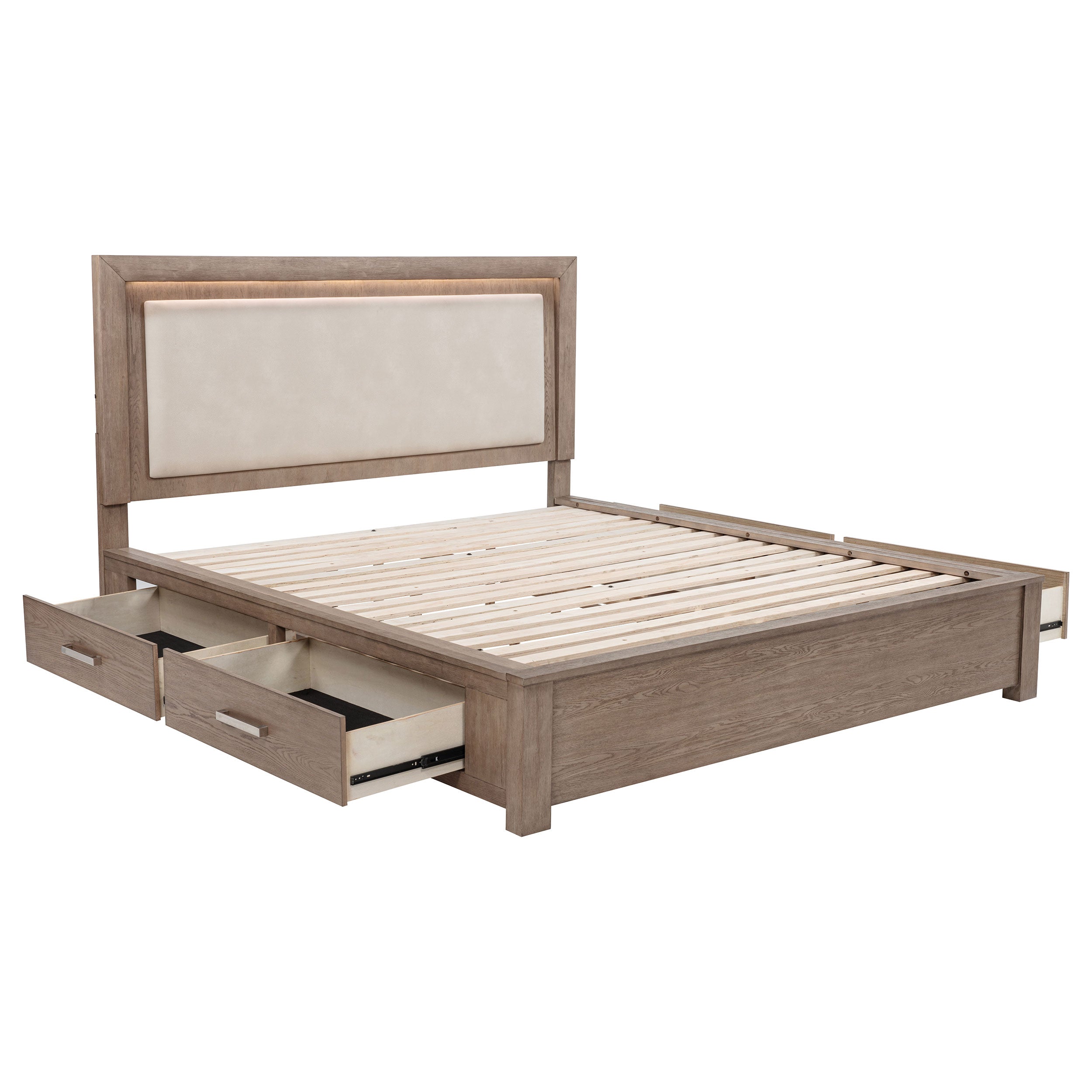 Best Furniture Outlet - Coaster - Kenora 56-inch California King LED Storage Bed Barley Brown - 224850KW