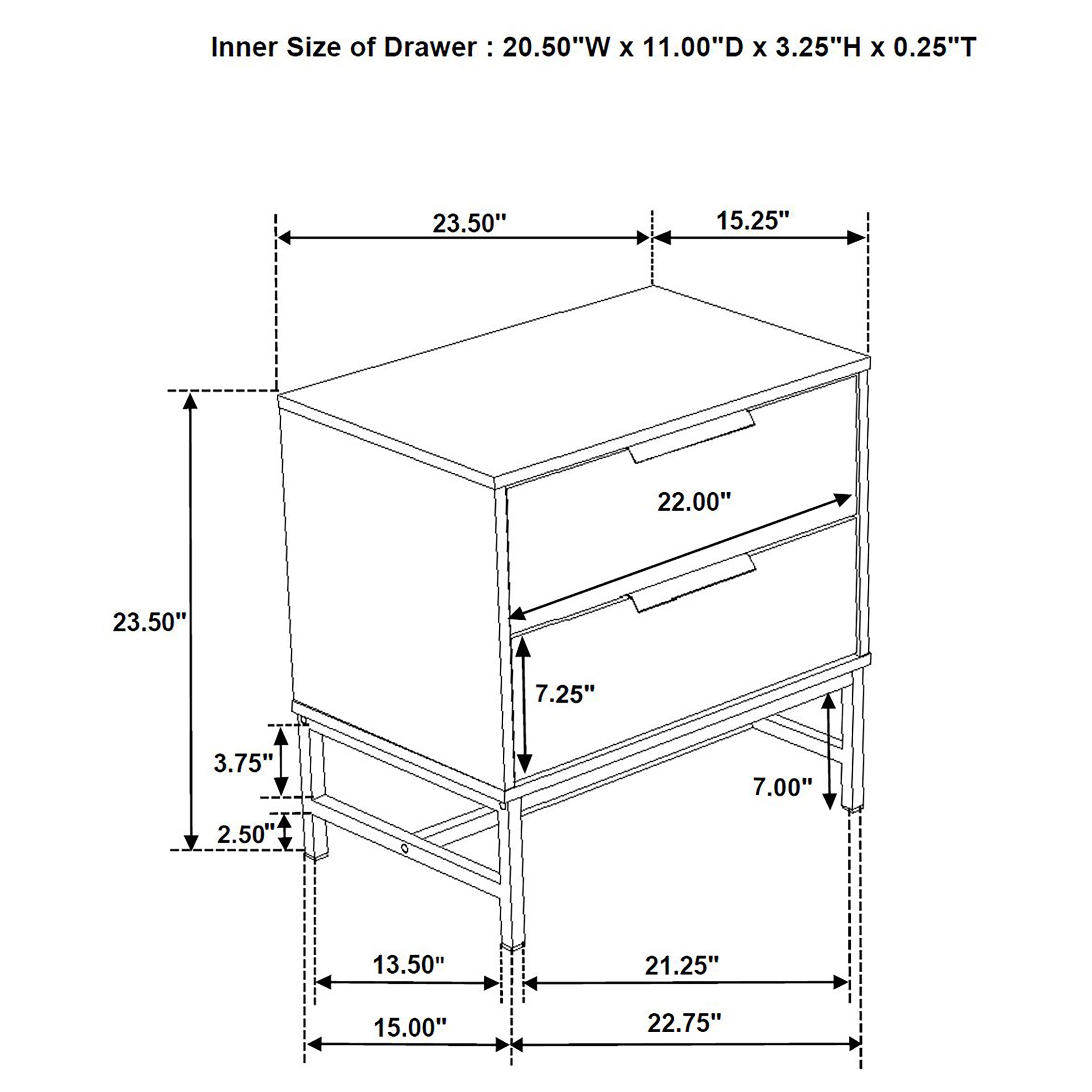 Sonora 2-drawer Nightstand Bedside Table White