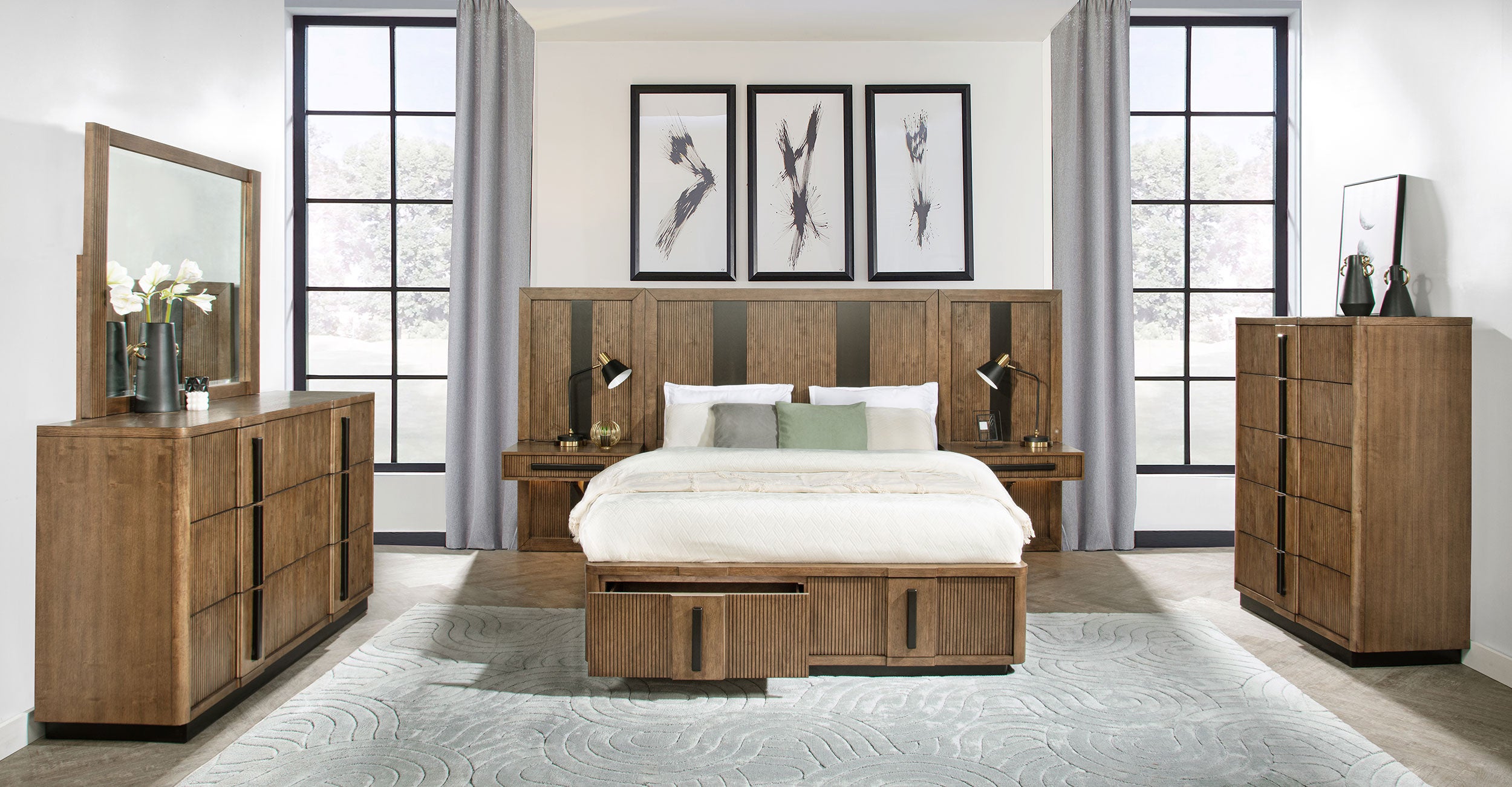 Best Furniture Outlet - Coaster - Terrace 6-piece California King Panel Bedroom Set Ash Brown - 224900KW-S6P