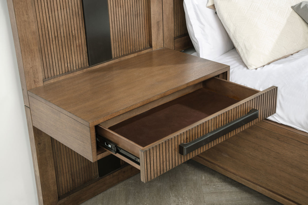 Best Furniture Outlet - Coaster - Terrace 2-piece Wall Panel with Nightstand Set Ash Brown - 224907