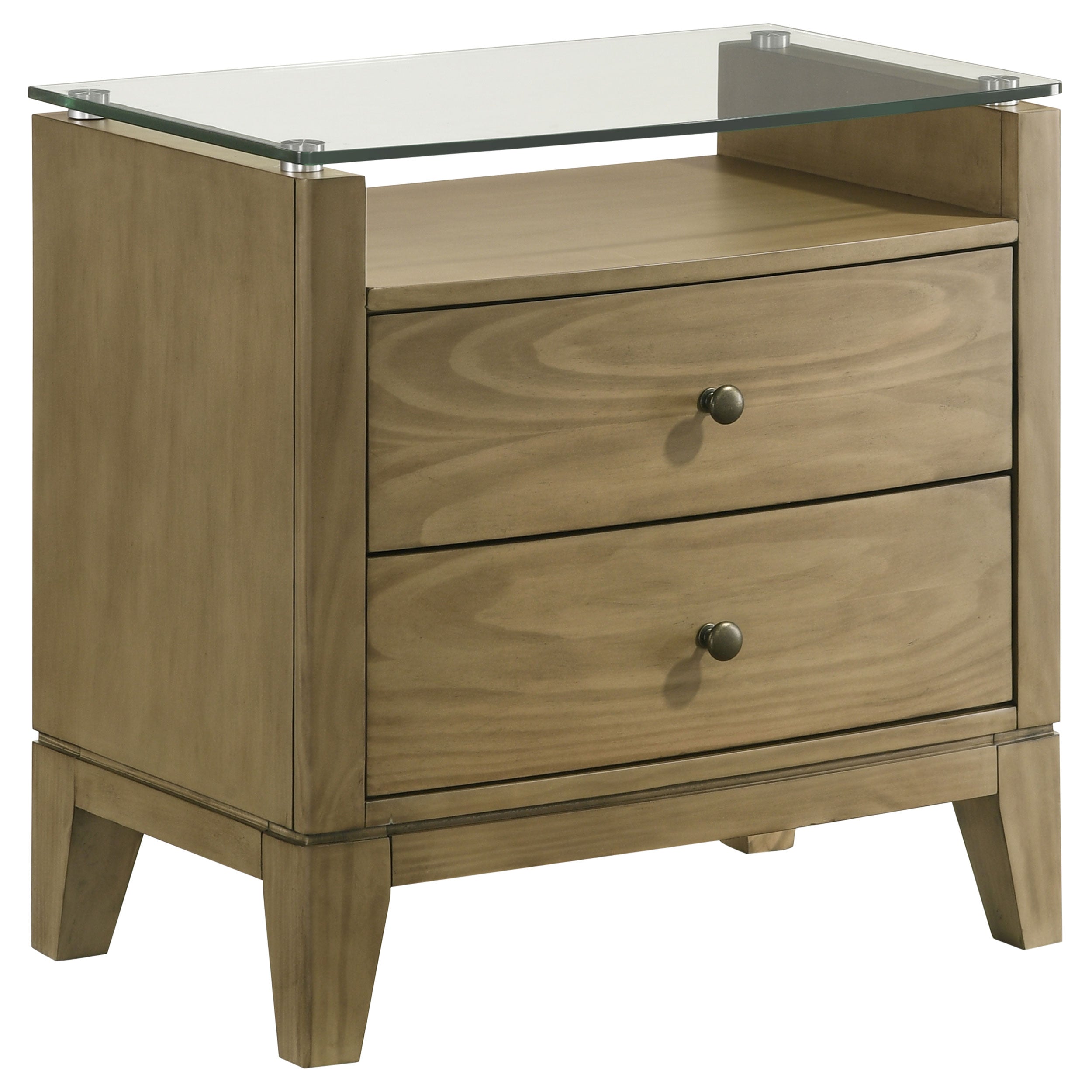 Best Furniture Outlet - Coaster - Granada 2-drawer Glass Top Nightstand Natural Pine - 224922