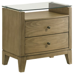 Best Furniture Outlet - Coaster - Granada 2-drawer Glass Top Nightstand Natural Pine - 224922