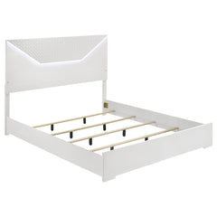 Best Furniture Outlet - Coaster - Ives Eastern King Panel Bed LED Headboard White High Gloss - 224941KE