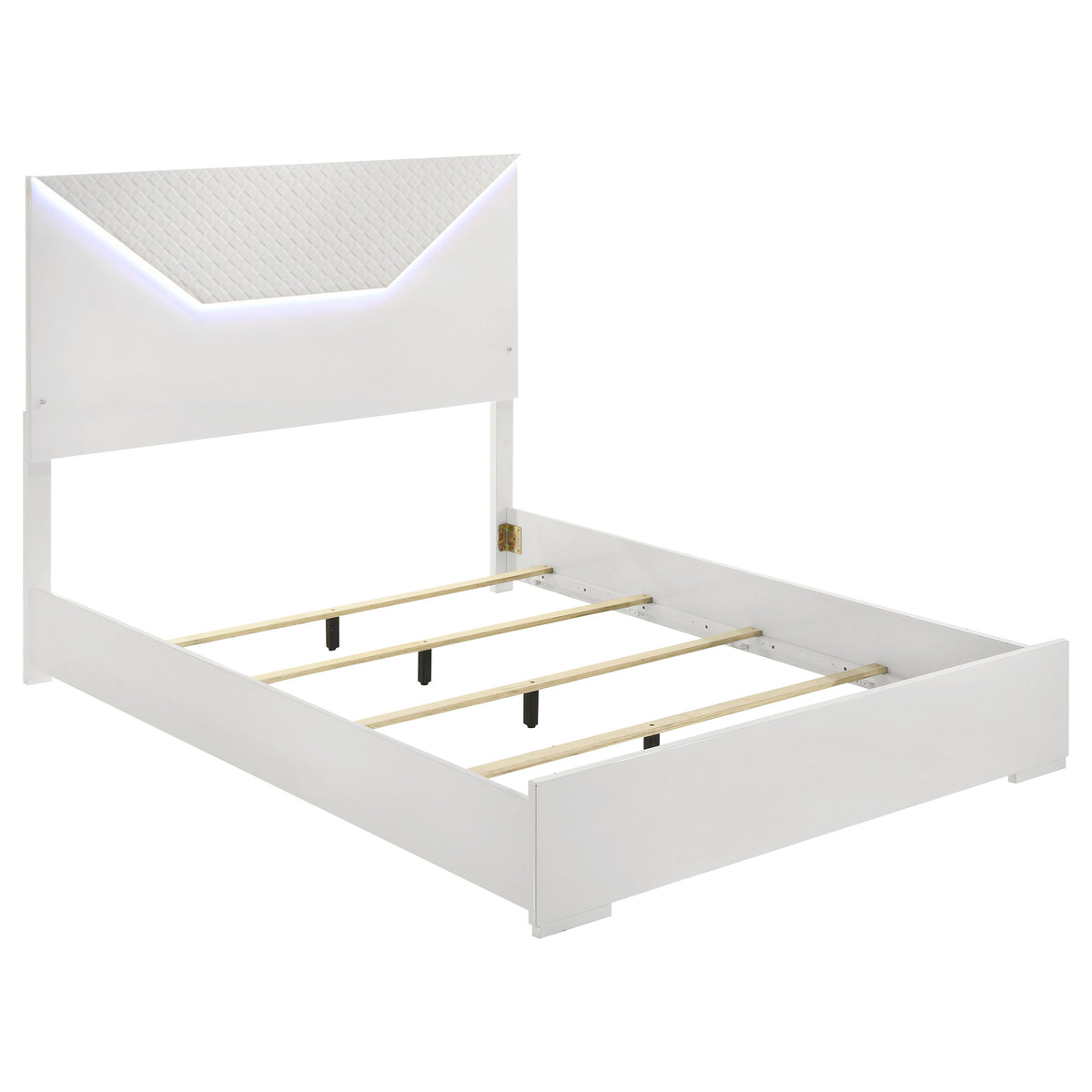 Best Furniture Outlet - Coaster - Ives Queen Panel Bed LED Headboard White High Gloss - 224941Q