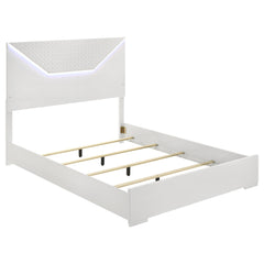 Best Furniture Outlet - Coaster - Ives Queen Panel Bed LED Headboard White High Gloss - 224941Q
