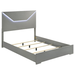 Best Furniture Outlet - Coaster - Ives Queen Panel Bed LED Headboard Grey High Gloss - 224971Q