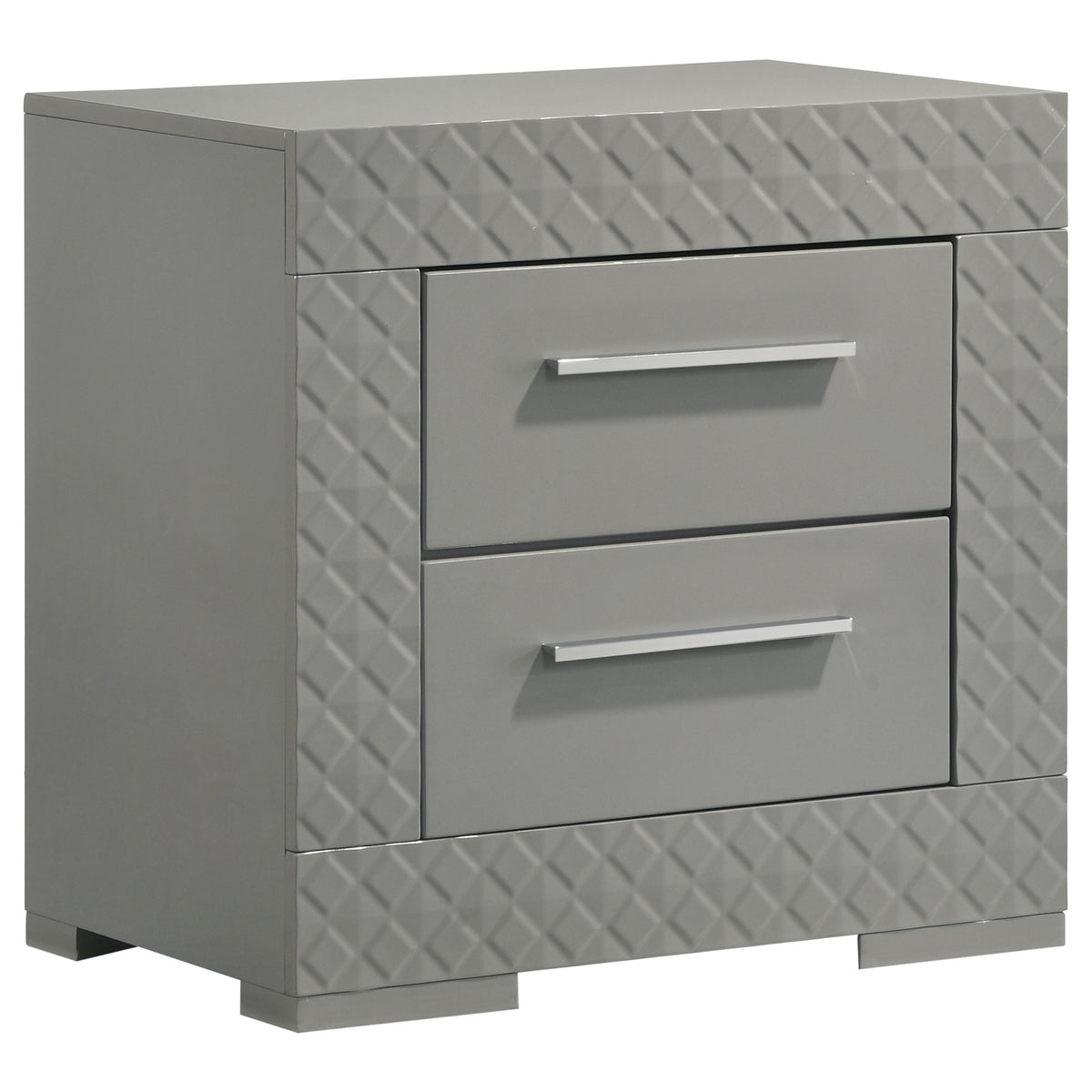 Best Furniture Outlet - Coaster - Ives 2-drawer Nightstand Bedside Table Grey High Gloss - 224972