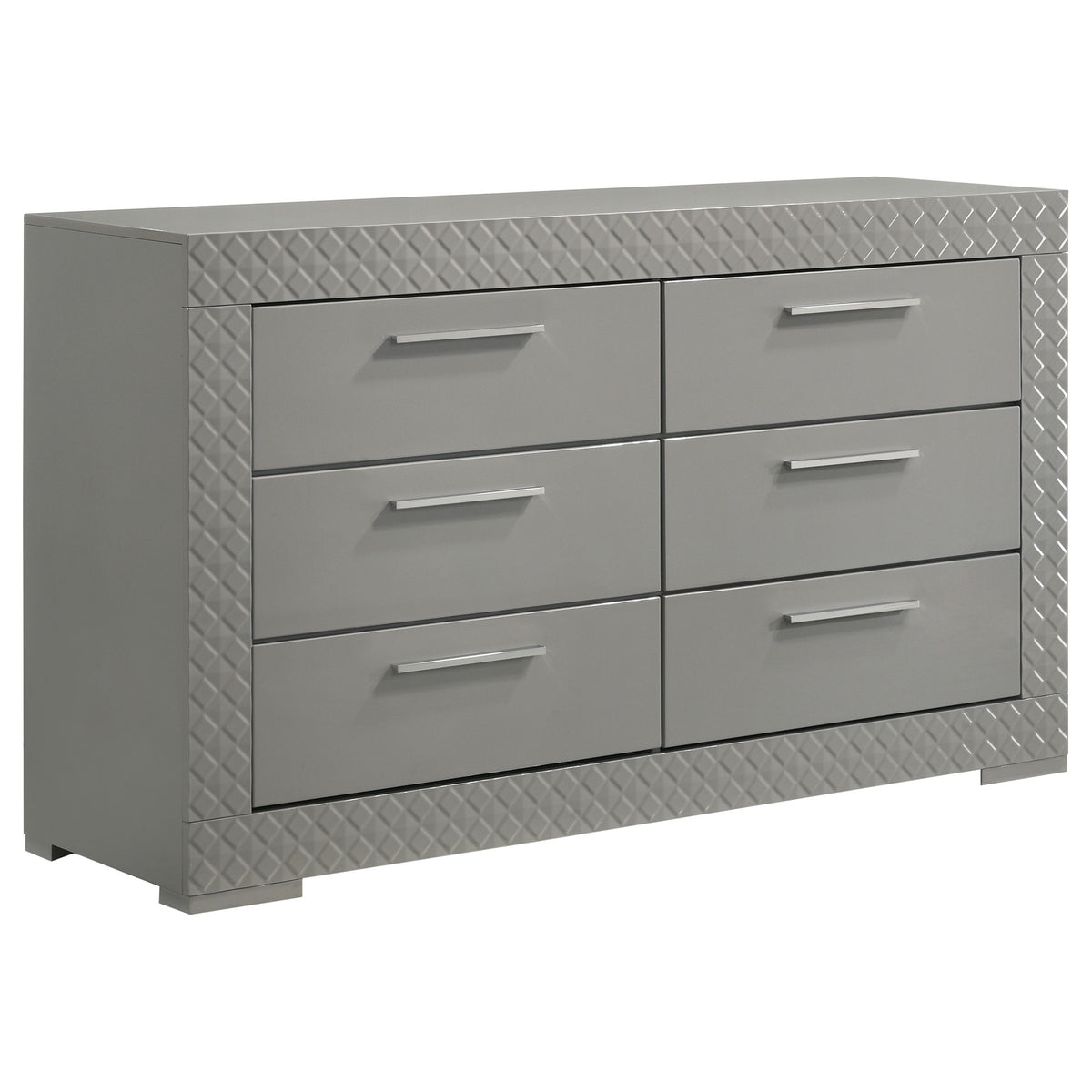 Best Furniture Outlet - Coaster - Ives 6-drawer Dresser Cabinet Grey High Gloss - 224973