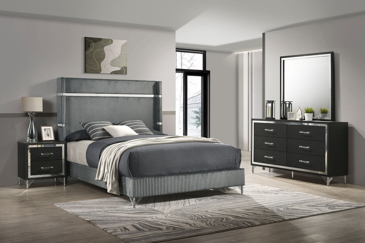 Best Furniture Outlet - Coaster - Lucia 4-piece Eastern King Bedroom Set Grey and Black - 224991KE-S4