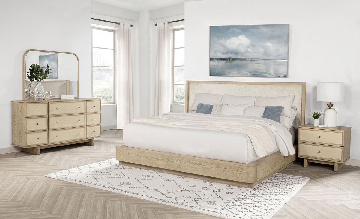 Best Furniture Outlet - Coaster - Kailani 4-piece California King Bedroom Set Beige Oak - 225041KW-S4