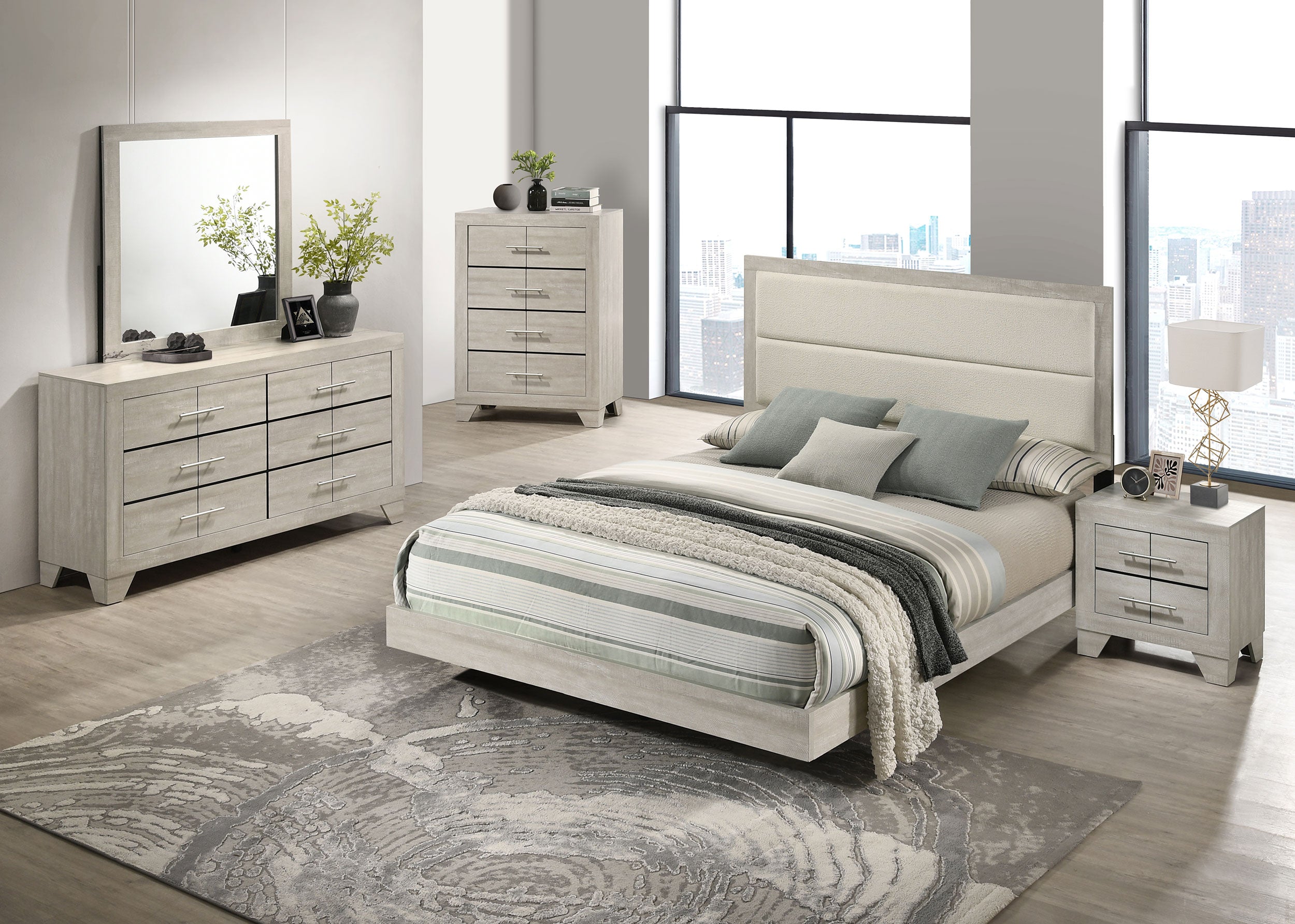 Best Furniture Outlet - Coaster - Trenton 5-piece Eastern King Bedroom Set Rustic Cream - 225061KE-S5