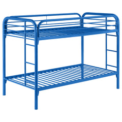 Best Furniture Outlet - Coaster - Morgan Metal Twin Over Twin Bunk Bed Blue - 2256B