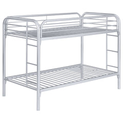 Best Furniture Outlet - Coaster - Morgan Metal Twin Over Twin Bunk Bed Silver - 2256V